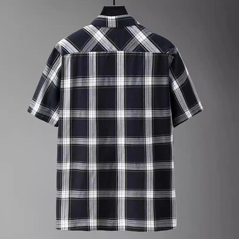 Summer Plaid Shirts Men Plus Size 10XL 11XL Fashion Casual Short Sleeve Shirts Male Big Size 11XL Plaid Shirt