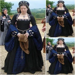 16th Century Anne Boleyn Blue Dress Tudor Queen Elizabeth Costume Victorian Versailles Dancing Ball Gown Drama Dress Custom made