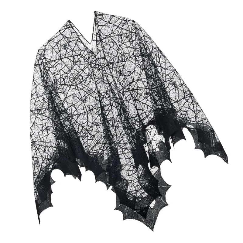 Nouveau Halloween châle Poncho araignées dentelle enveloppante pour Halloween Cosplay