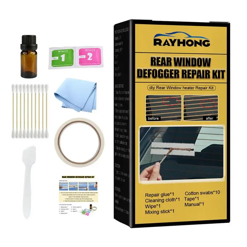 Car Rear Window Defroster Repair glue  Quick Repair Scratched Broken Cleaning cloth Auto Grid Lines Kit  car Care Accessories