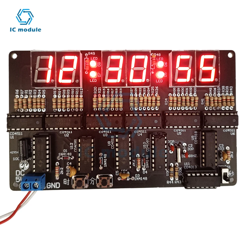 Imagem -06 - Auto Display Tempo Despertador Kit Faça Você Mesmo Solda Prática Kit para Estudantes e Diyers Dígitos Faça Você Mesmo Dc4.5v5.5v