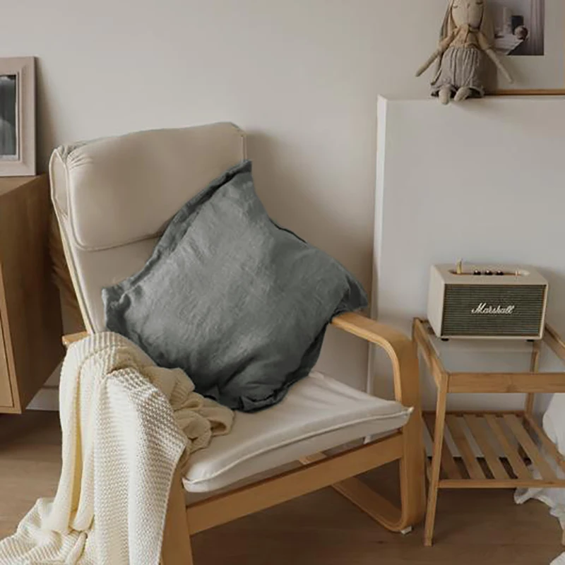100% Pure Linen Throw Pillow Case, Solid Natural Flax Soft Cushion Cover, 40/45/50/55/60/65/70cm, Home Sofa Decorative
