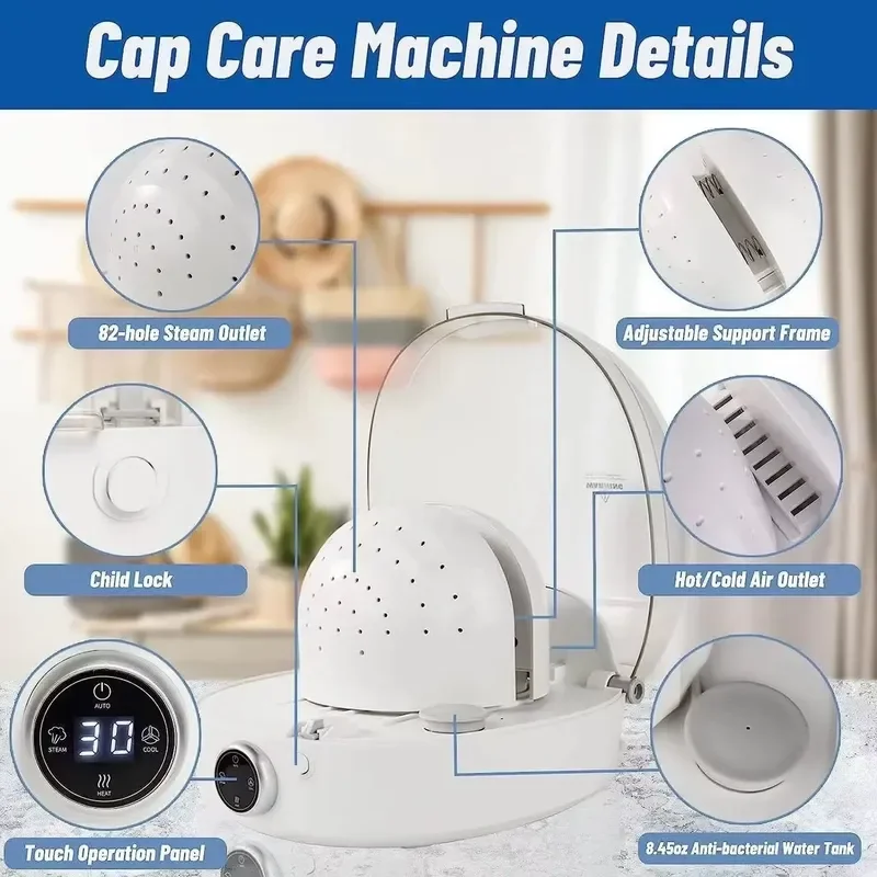 Multifunctional Hat Wig Care Machine Convenient Daily Life Steam Ironing High Power Cleaning Disinfection Support view 3