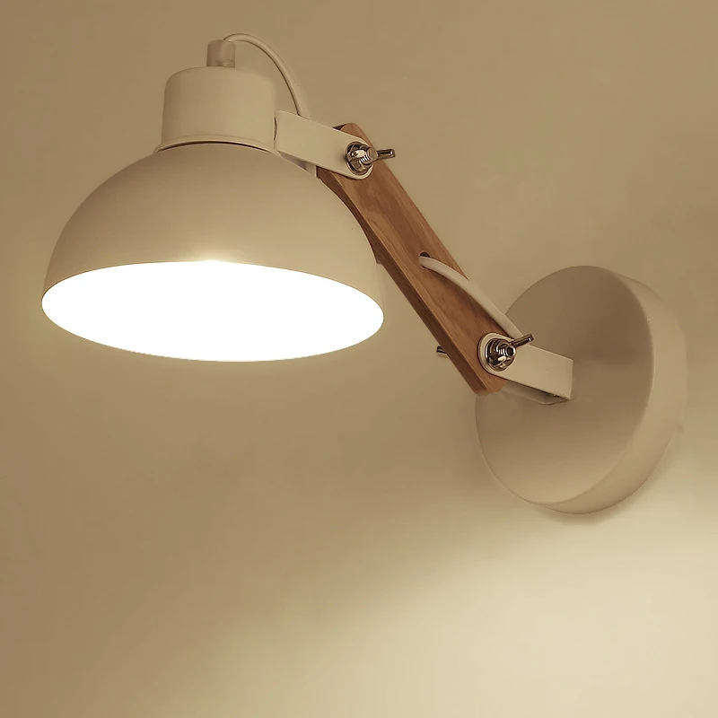 Nordic Robotic Arm Style Wall Lamp Iron Material Wood Bracket Adjustable Desk Sconce Light E27 Bulb Hotel Decoration LED Lustres view 4