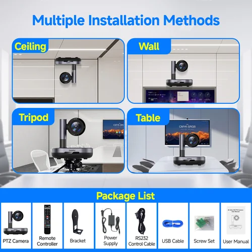 Imagen 2 del producto Cámara DAIPU NDI PTZ 4K 1080P 20X 10X 3X Zoom óptico Cámara de sala de conferencias HDMI USB3.0 LAN POE AI Cámara PTZ de seguimiento automático para iglesia Transmisión en vivo Videoconferencia con Youtube