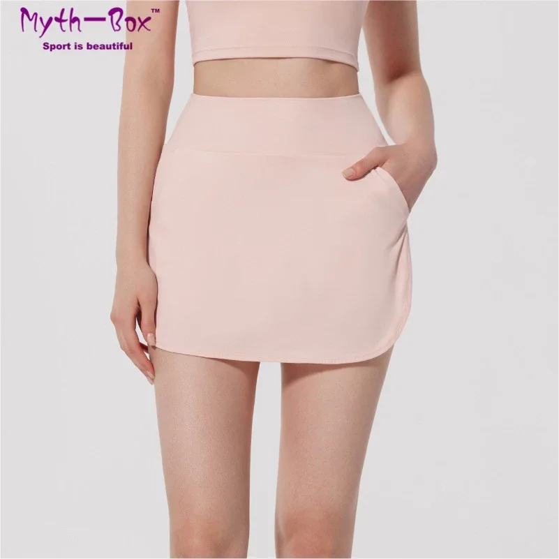 

Summer Women Tennis Skirt Fake Two Piece Sport Yoga SkIrt High Waist Badminton Shorts Girl Gym Fitness Running Skort With Pocket