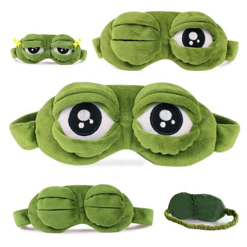 Máscara de Dormir Sapo Triste de Pelúcia, Protetor de Olhos para Viagem e Relaxamento, Presente, Venda Quente, Máscara de Dormir de Desenho Animado Fofa para Crianças e Adultos
