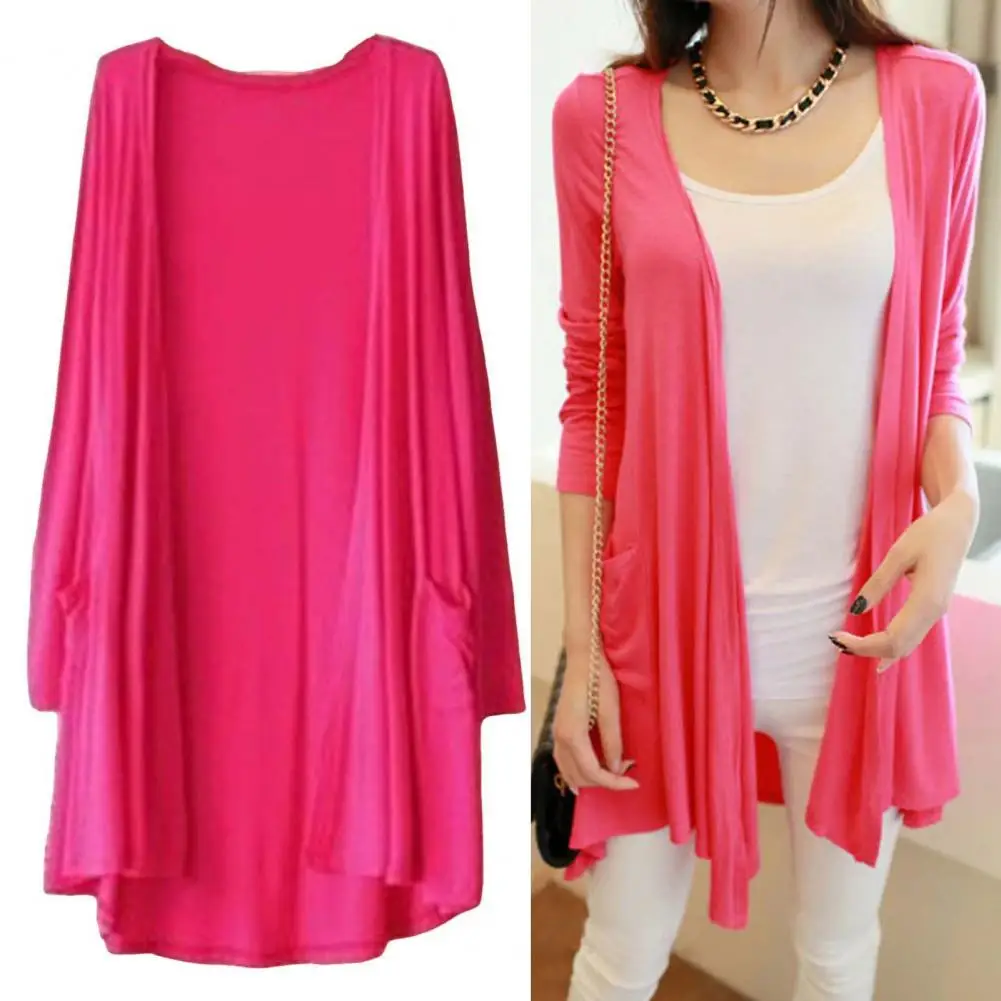 سترة طويلة من القطن للنساء ، سترة غير رسمية ، سترة طويلة الأكمام ، 6 ألوان ، للصيف والخريف