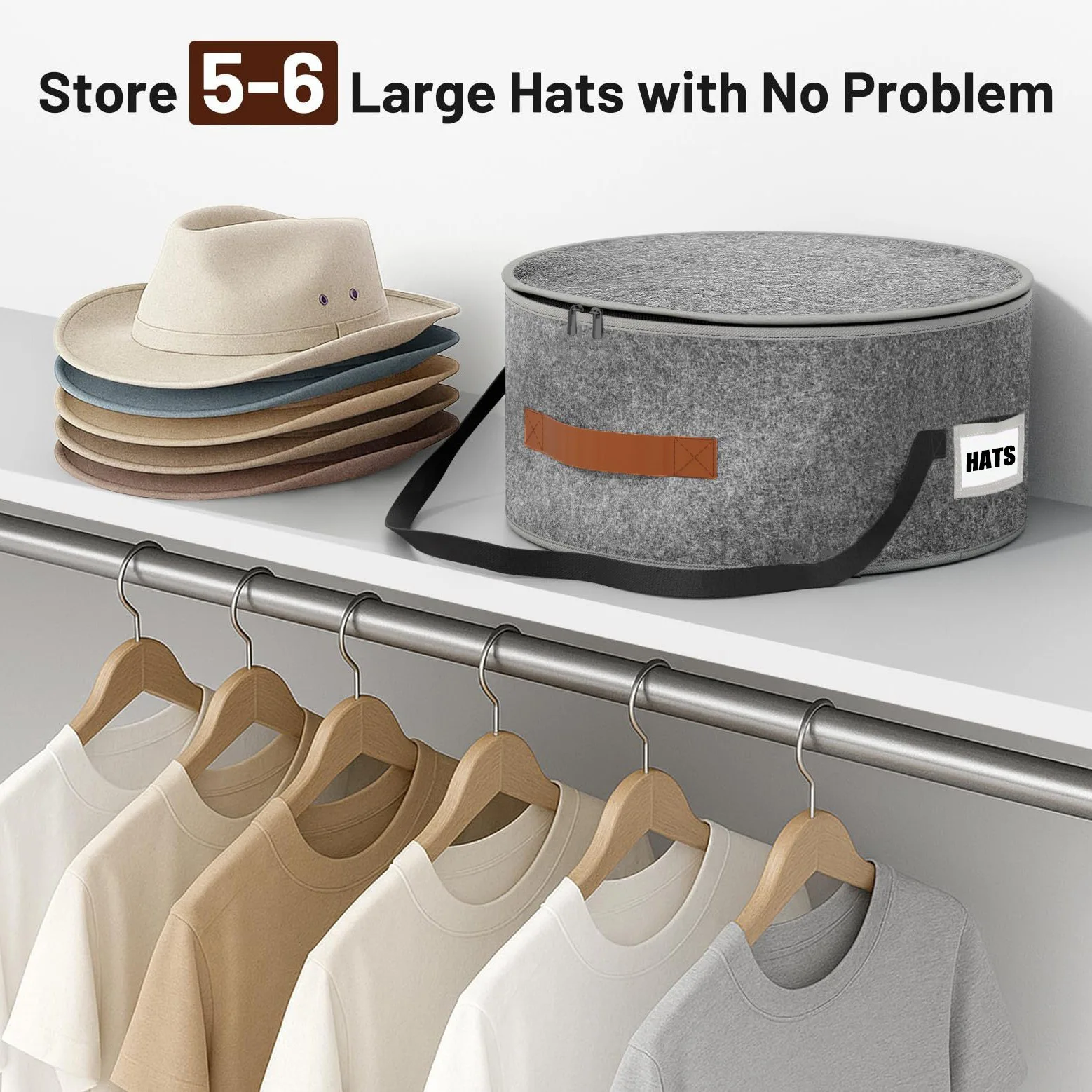 

Ladies' Foldable Hat Storage Box - Large Capacity Round Case with Lid & Dust Cover, Organizer for Caps