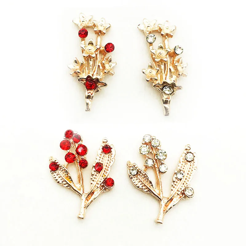 Engood 100Pcs Rhinestone Branches Button Sewing Trim & Embellishments Craft Buckle for DIY Hair Accessories Bridal Headwear
