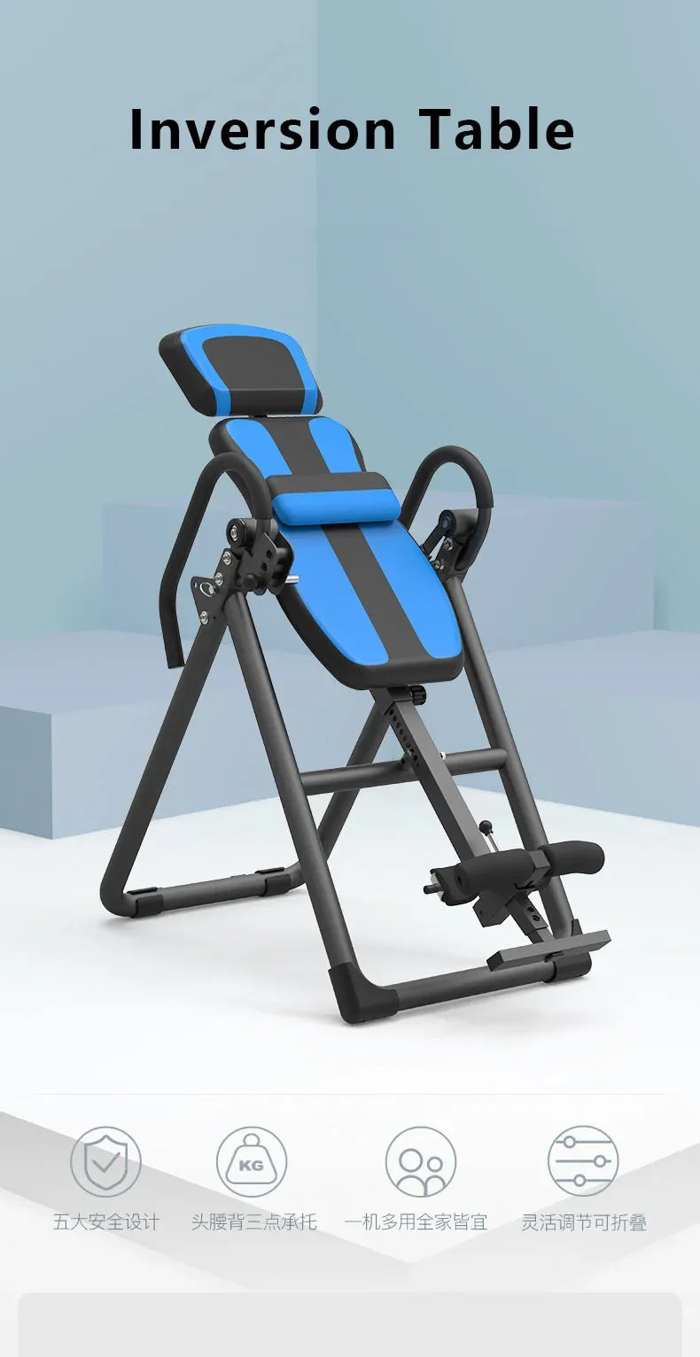 Inversion Table with Adjustable Headrest Reversible Ankle Holders and 300 lb Weight Capacity