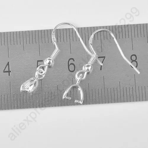 Wholesale 1000PCS Lot Jewelry Findings 925 Sterlling Silver  Pinch Bail Hook Earring Earwire DIY Crystal Beads