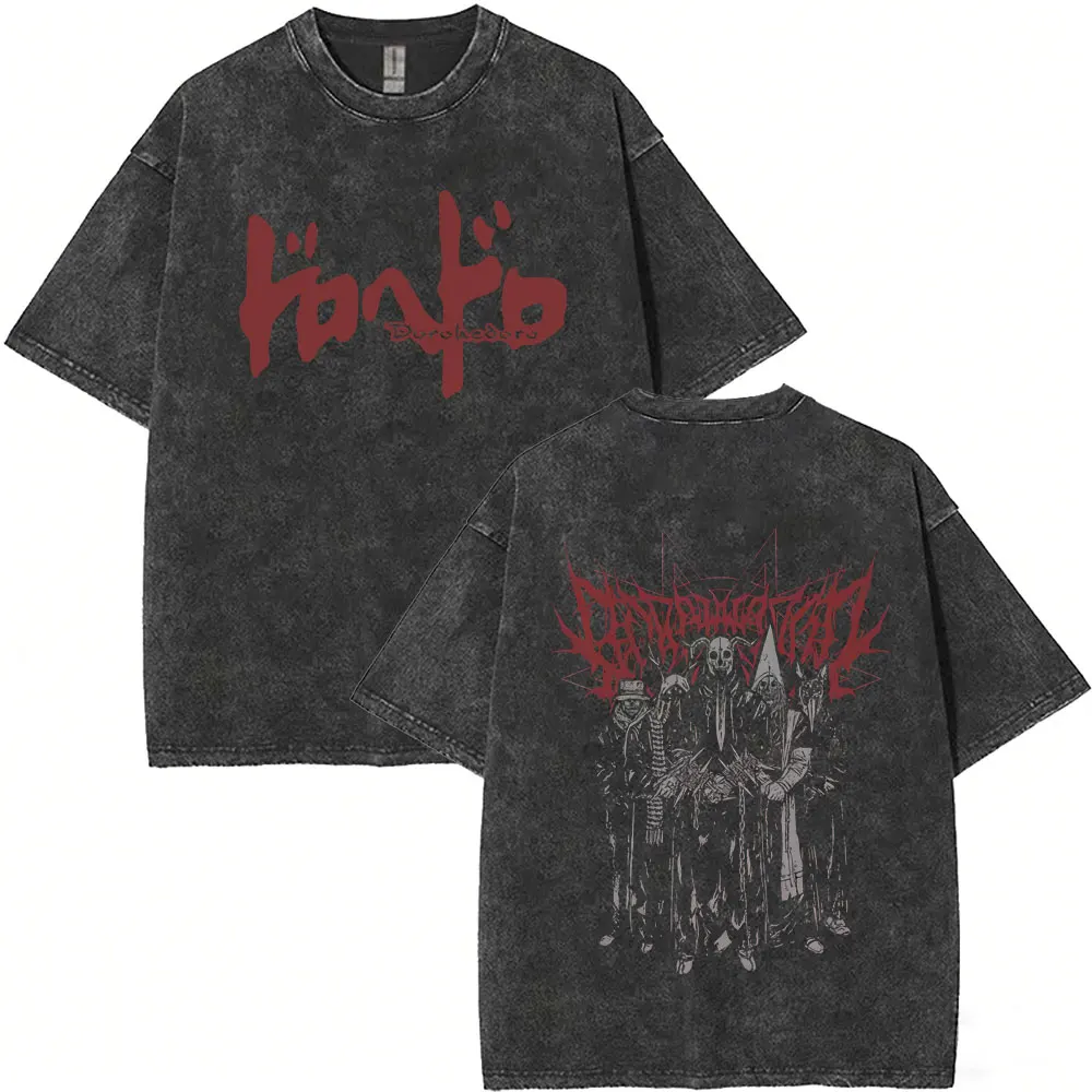 

Washed Vintage Anime Dorohedoro Kaiman T Shirt Men Women Gothic Manga Rock Metal Style T-shirt Men's Harajuku Oversized T-shirts