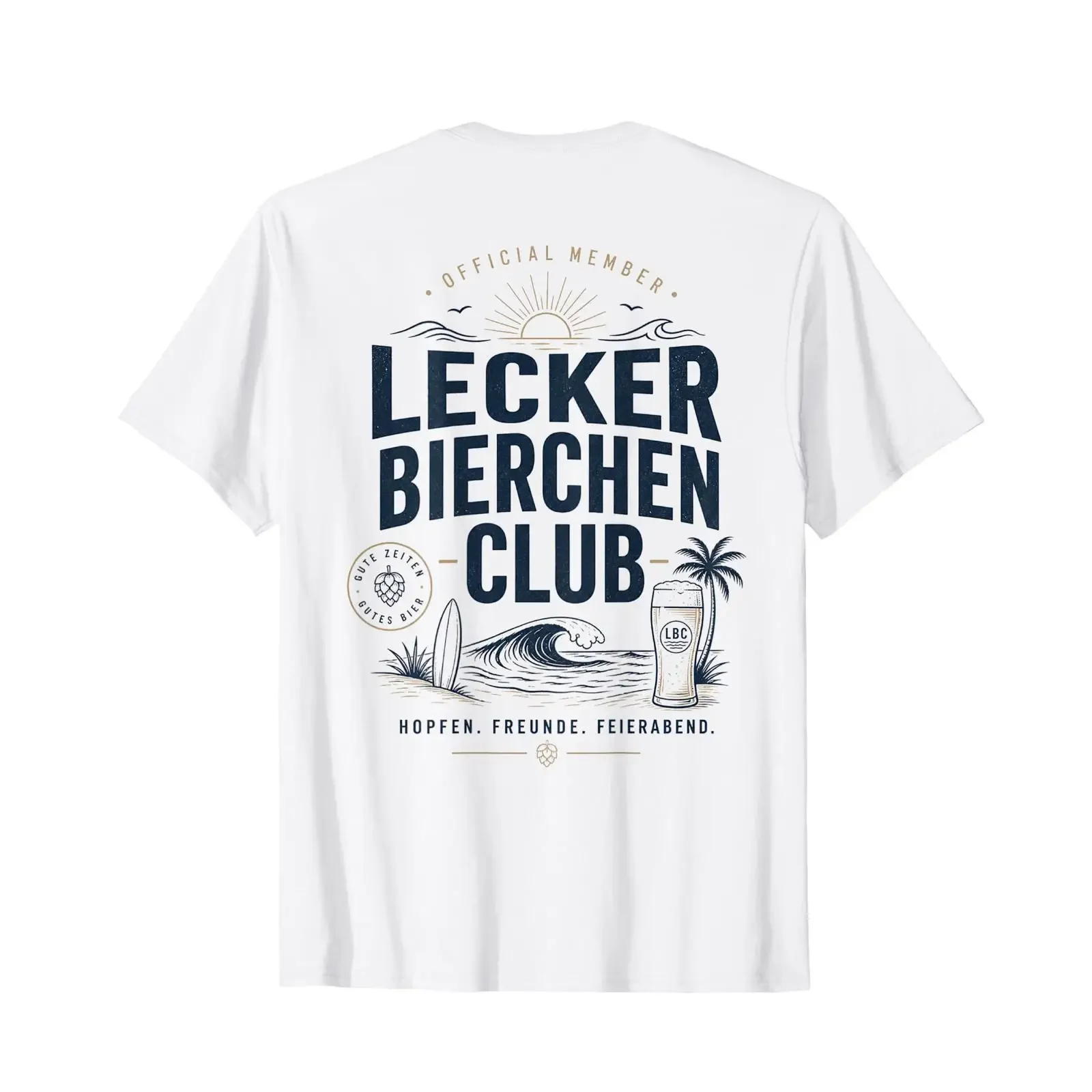 Lecker Bierchen Club Sommer Bier Vibes Backprint T Shirt vintage Washed Versatile Unisex Comfortable streetwear homme Stylish