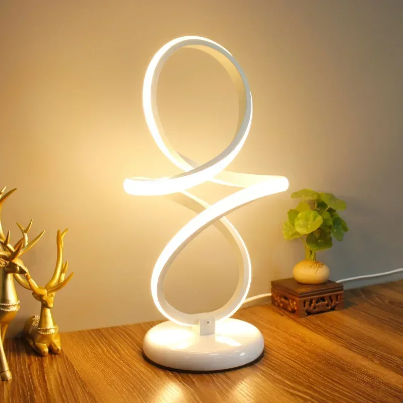 Ascelina LED Table Lamps Minimalist Lines Black White Lights For Study Makeup Desk Bedside Living Room Bar Decorative Fixtures