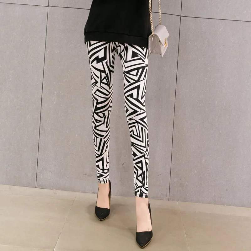 

Printed Spring and Summer Leggings Women's Trousers Large Size Versatile Elastic High Waist Skinny Pants Autumn and Winter