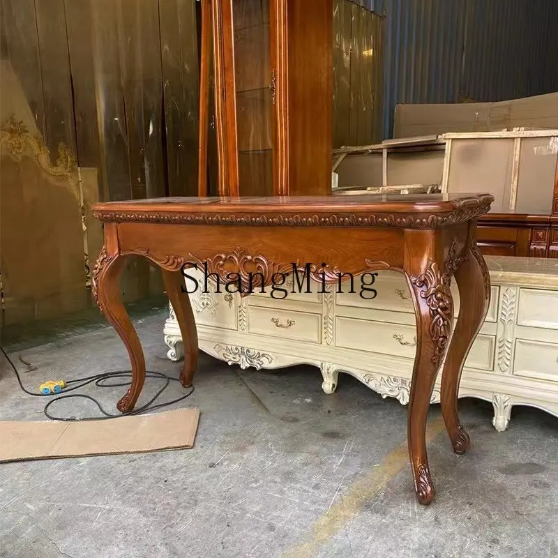 

FG solid wood porch cabinet porch table double door locker wall decorative carved semicircular porch