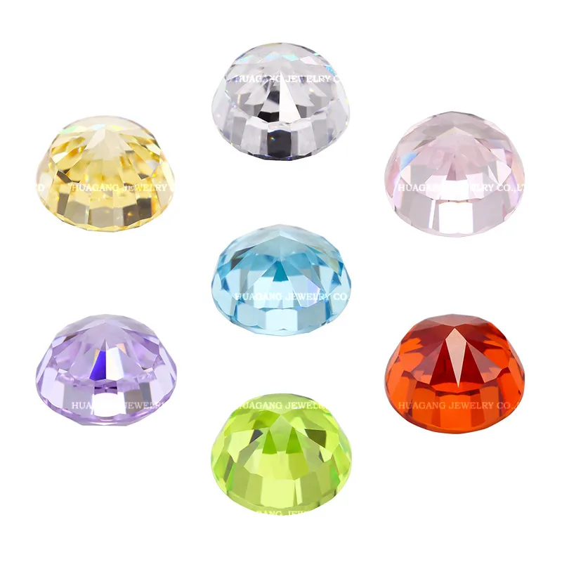 Ice Cut 9A Top Quality Round shape white Pink Blue Green Yellow lemon Amethyst CZ Stone Synthetic Gems Cubic Zirconia Beads