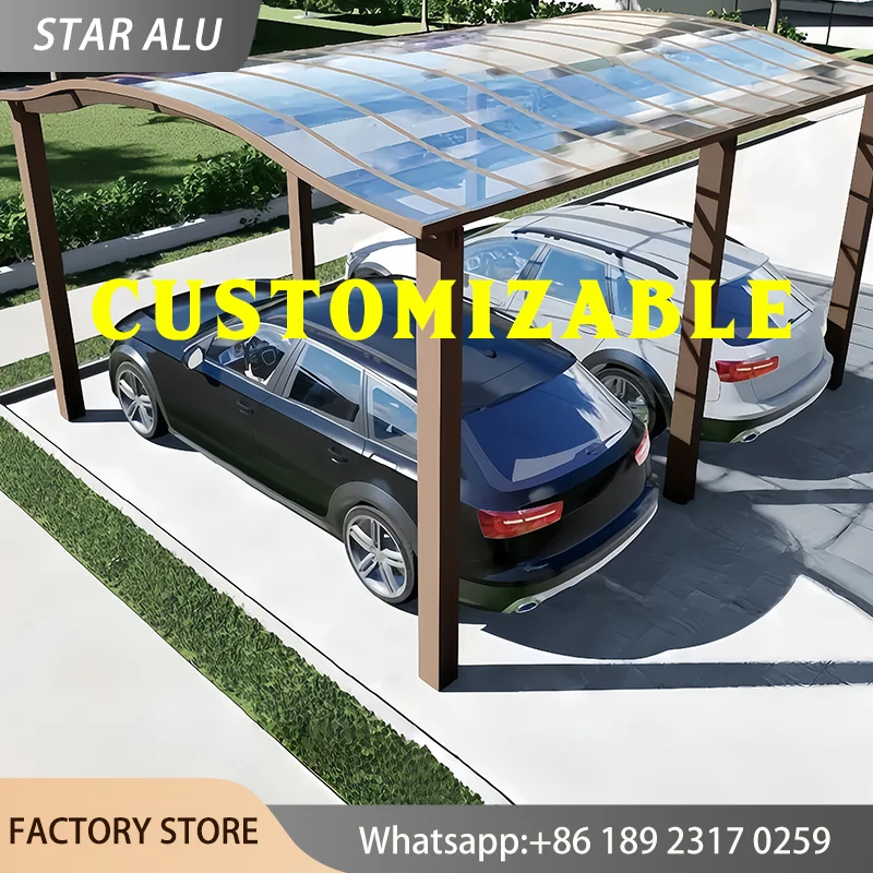 Any Size Custom Polycarbonate Carport Heavy Duty Aluminum Awning Roof Canopy Outdoor Courtyard Backyard Shelter Rain Sun Shade
