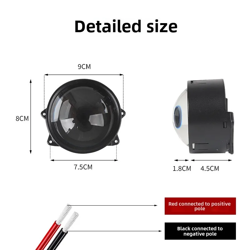 Popular car LED devil eye headlight 1.5W modified lens dynamic devil eye eye light 12-36V