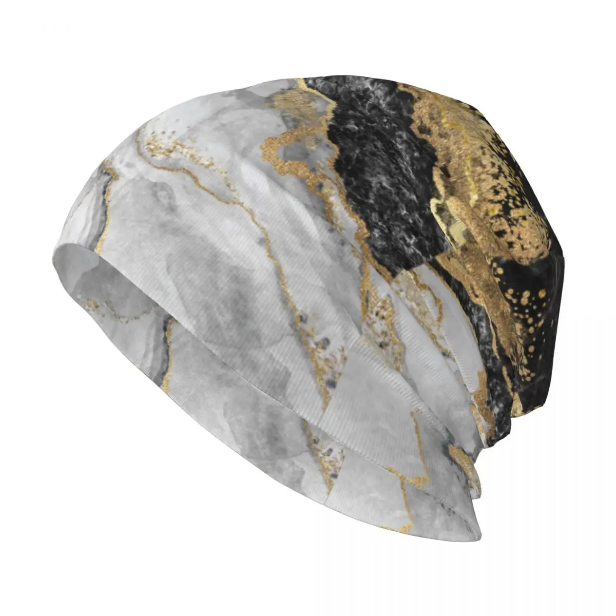 Golden Marble Texture Warm Knitted Cap Hip Hop Bonnet Hat Autumn Winter Outdoor Beanies Hats for Men Women Adult