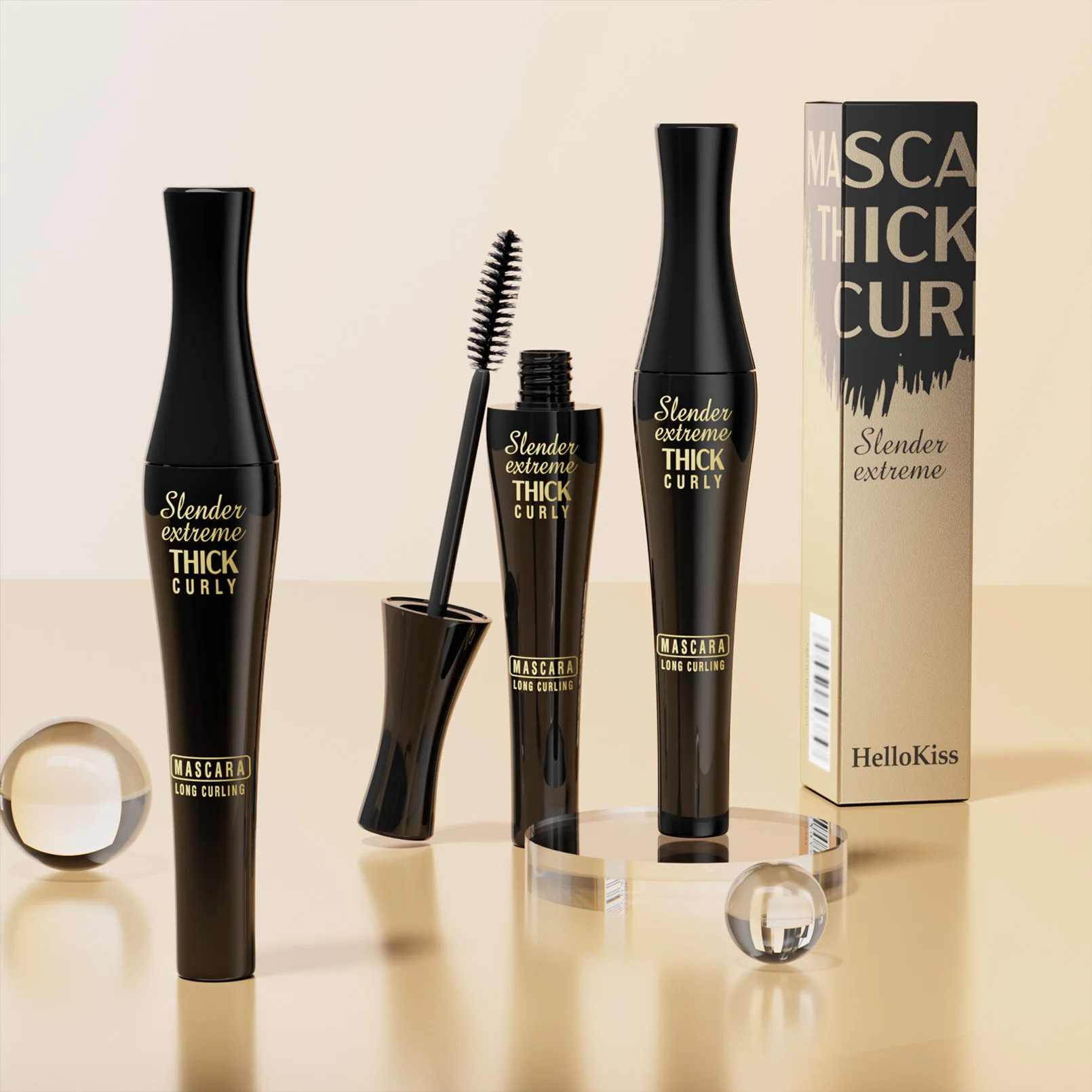 Dickes schwarzes Auge schwarz natürliche schlanke drei dimensionale Curling Mascara Primer grenz überschreitende Augen Mascara Kosmetik für Frauen