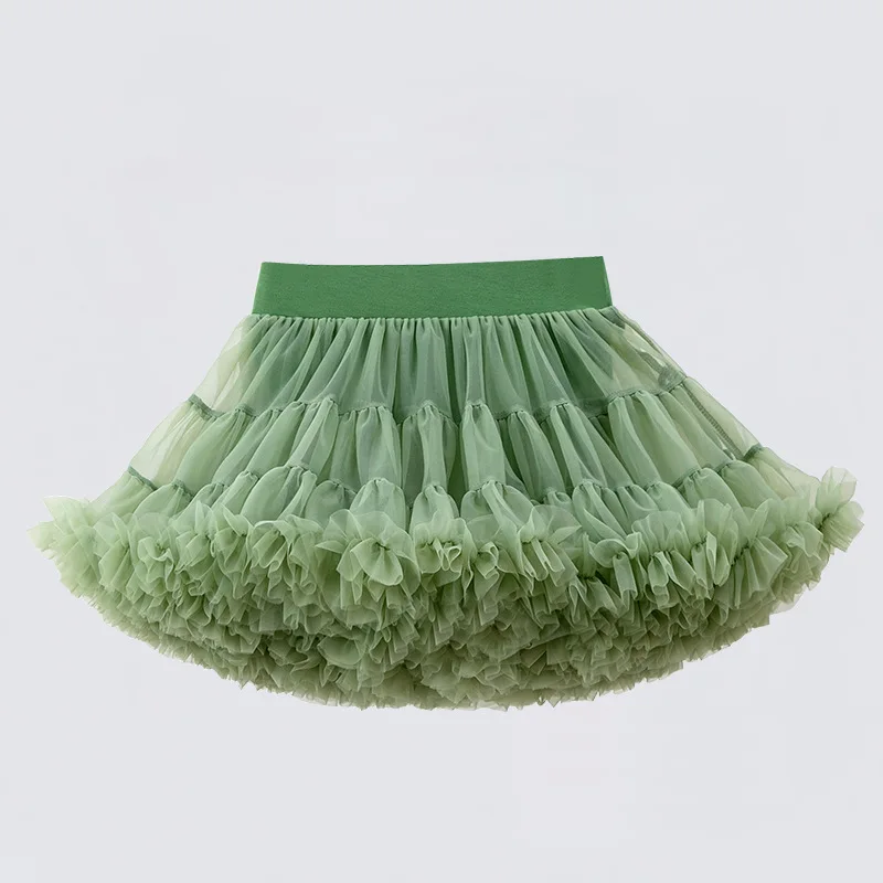 Christmas Green Tutu Skirt Fluffy Suit for New Years day Girls Skirt Kids Outfit Pettiskirt Children Clothing