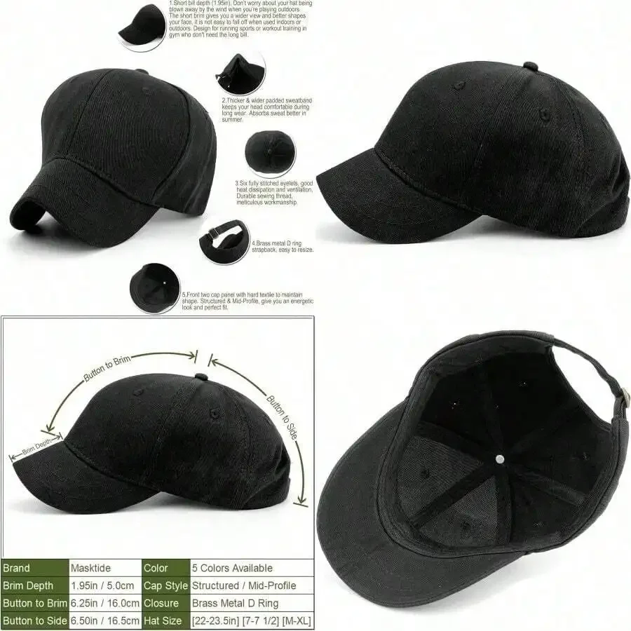 

Womens Short Bill Baseball Caps Structured Short Bill Trucker Hats For Men