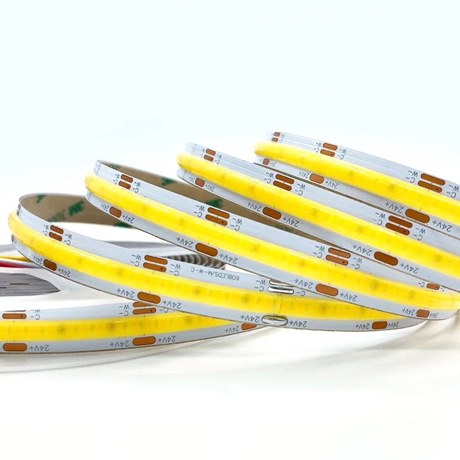 

Светодиодная лента FCOB CCT 5M DC24V, 576 светодиодов/м, высокая плотность, гибкая, от 2500K до 6500K, с регулировкой яркости, для декора помещений