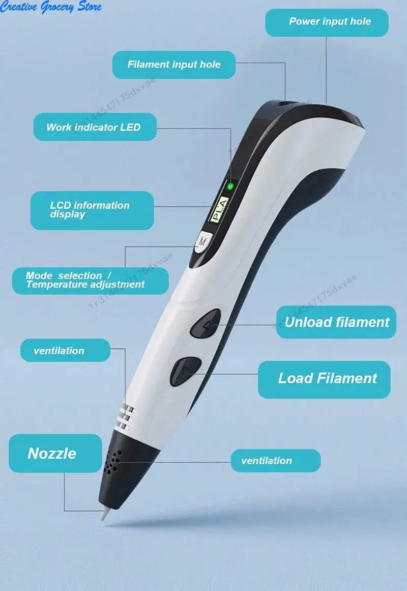 الأصلي ثلاثية الأبعاد القلم للأطفال ثلاثية الأبعاد رسم الطباعة القلم مع شاشة LCD استخدام PLA/ABS خيوط لعب للأطفال هدايا عيد الميلاد #6