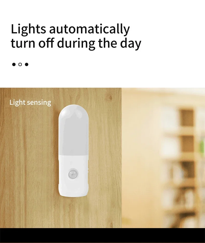 Motion Sensor 2 in 1 LED Night Light Rechargeable 3 Colors Wall Lamp Wireless Magnetic Spotlight for Bedroom Corridor and Stair