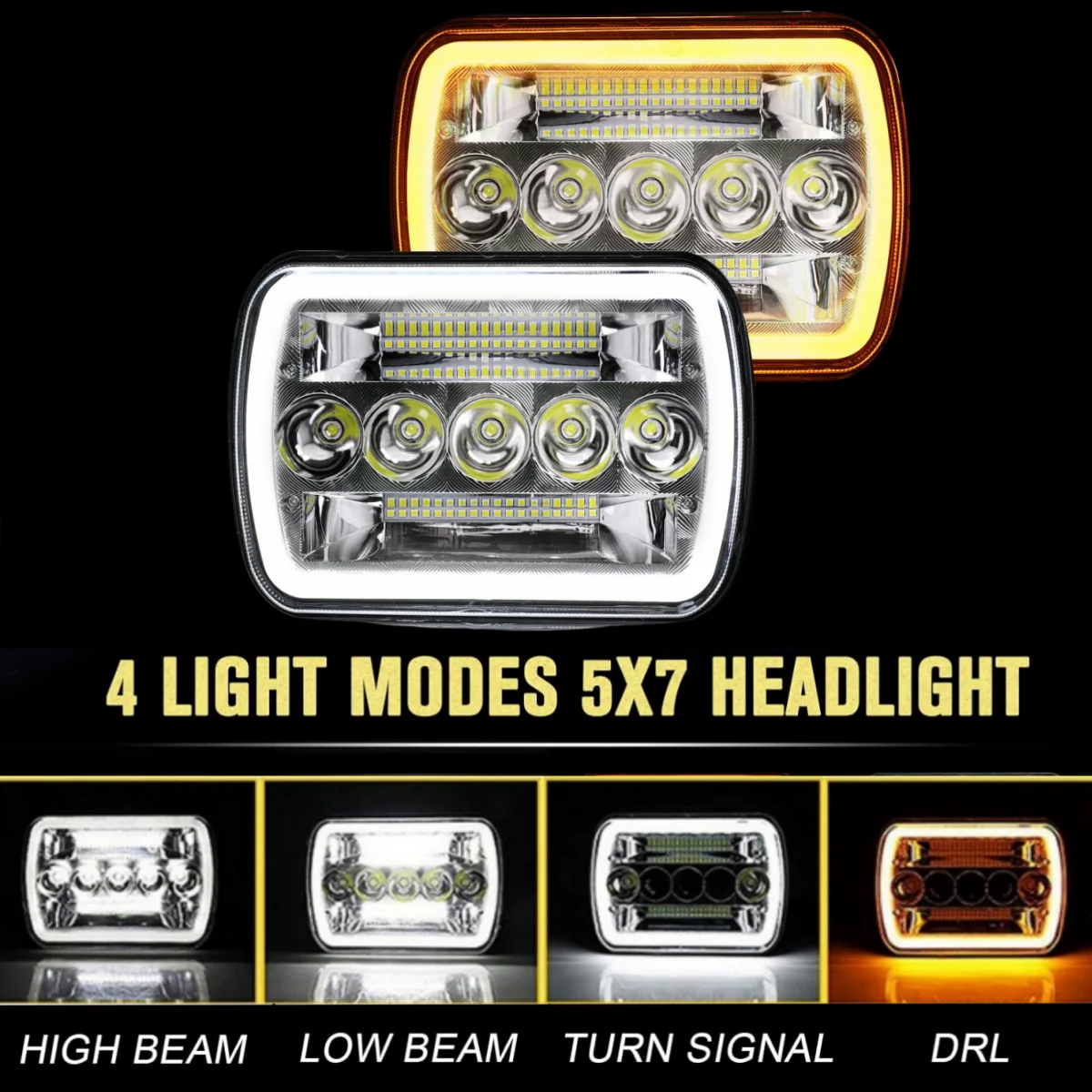 

NEW 7 inch Square Car LED Work Light 12V 90W Dual Color Headlight DRL Spotlight For JEEP Off-road 4x4 Light Retroft Upgrade IP67