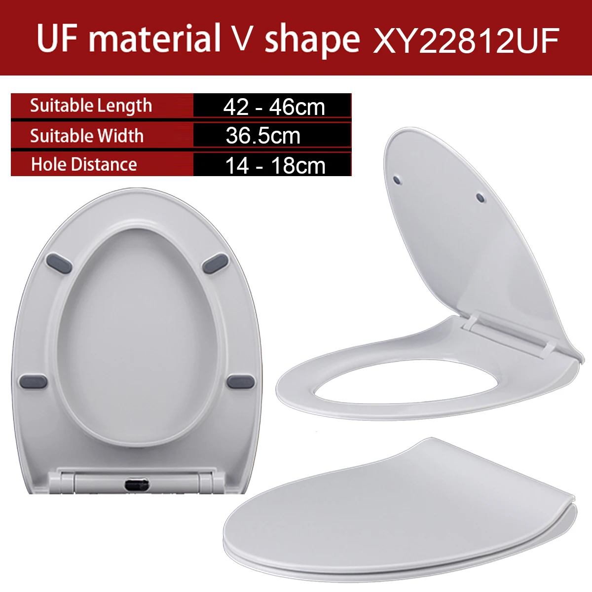 Urea Formaldehyde V Shape Slow Closure Toilet Caps Universal Toilet Lid Wc Soft Close Toilet Cover Width 36.5cm Length 42 - 46cm