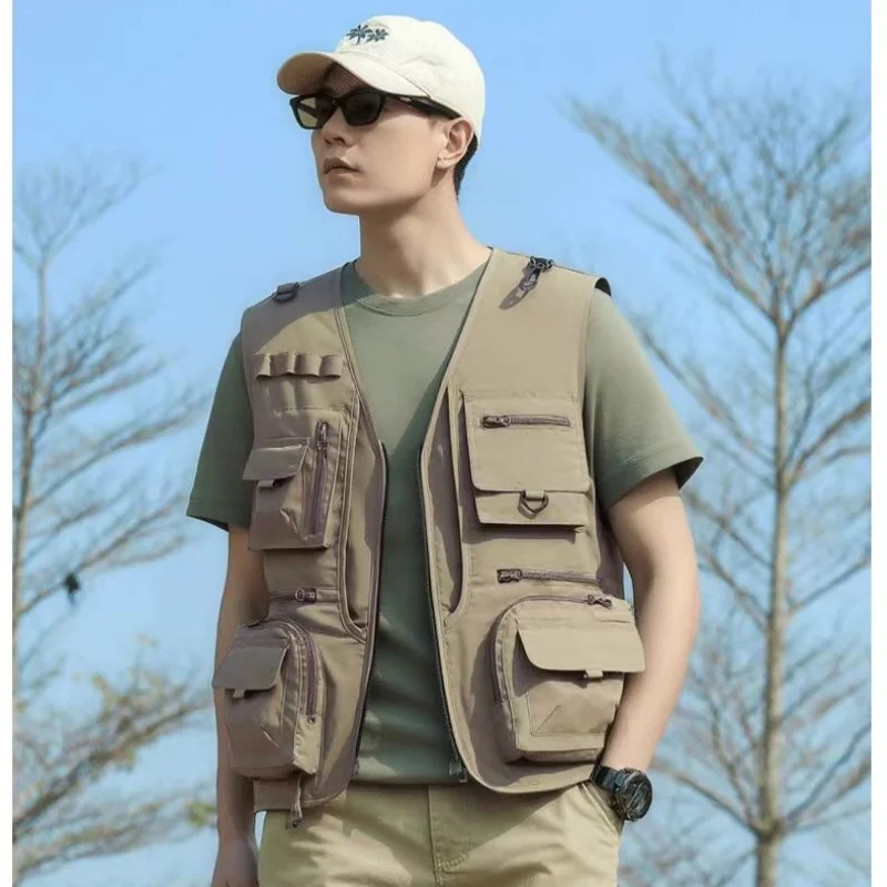 

EiAO Vest Plus Size Work Men's Waterproof Windproof Fishing Multi-Pocket Outdoor Sleeveless Jacket for Business Casual Oversized