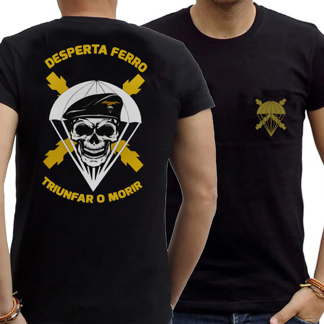 

Bripac Spanish Armed Forces Paratroopers Brigade Skull T Shirt New 100% Cotton Short Sleeve O-Neck T-shirt Casual Mens Top