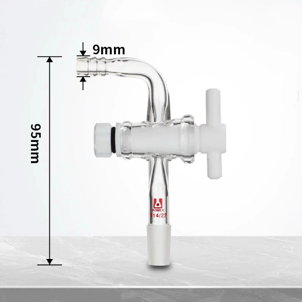 14/19/24/29/34,Glass Vacuum Adapter,Bent Hose Connection,Lab Stopcock,PTFE /Glass Chemical Valveplug valve