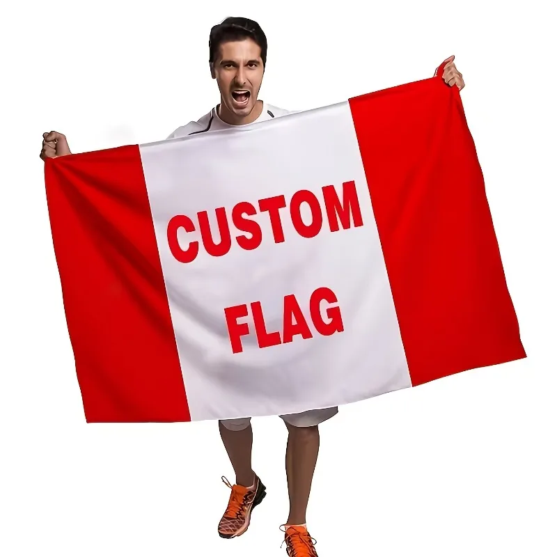 Una bandera personalizada para el Día de San Valentín que mide 91.44X152.4 cm, con un banner personalizado con tu logo y texto.