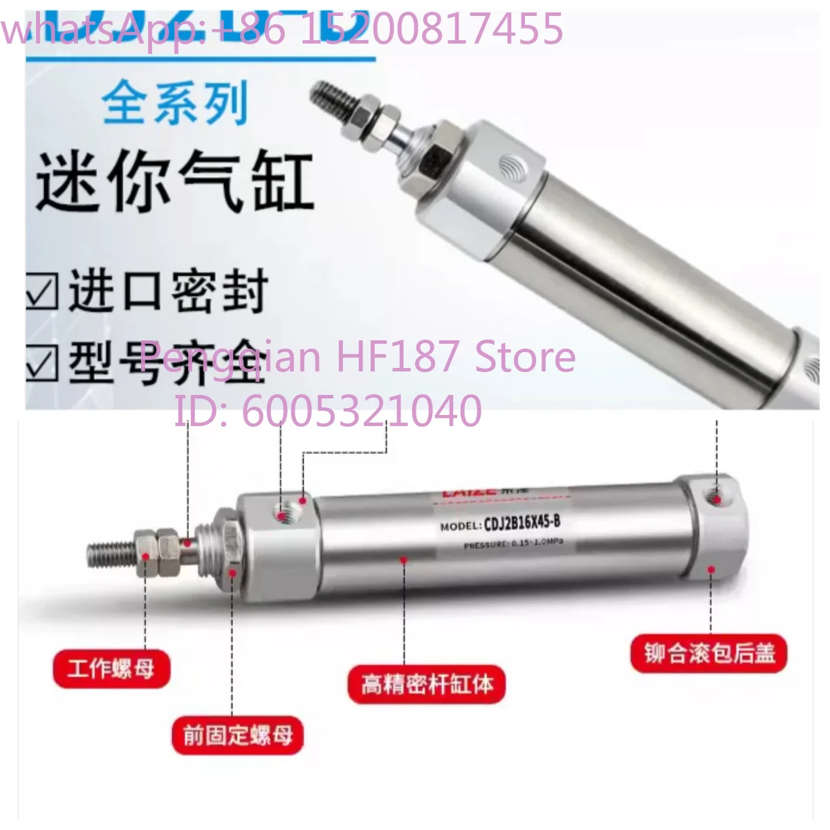 2PCS (double action) Strictly selected stainless steel mini cylinder CJ2B/CDJ2B6/10/12/16 - 10-25