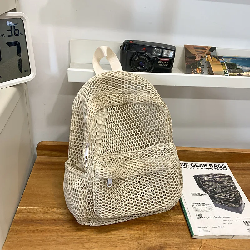 Small Mesh Backpack Bags Women Solid Color Back Packs Females Travel Simple Beach Student School Backpacks 2026 New