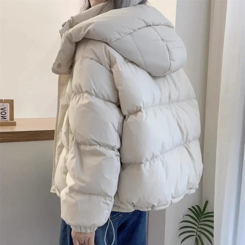 Women Korean Cotton Parkas Hooded Winter Oversize Coat Thick Warm Loose Puffer Jacket Female Solid Fashion Zipper Outwear - Image 2