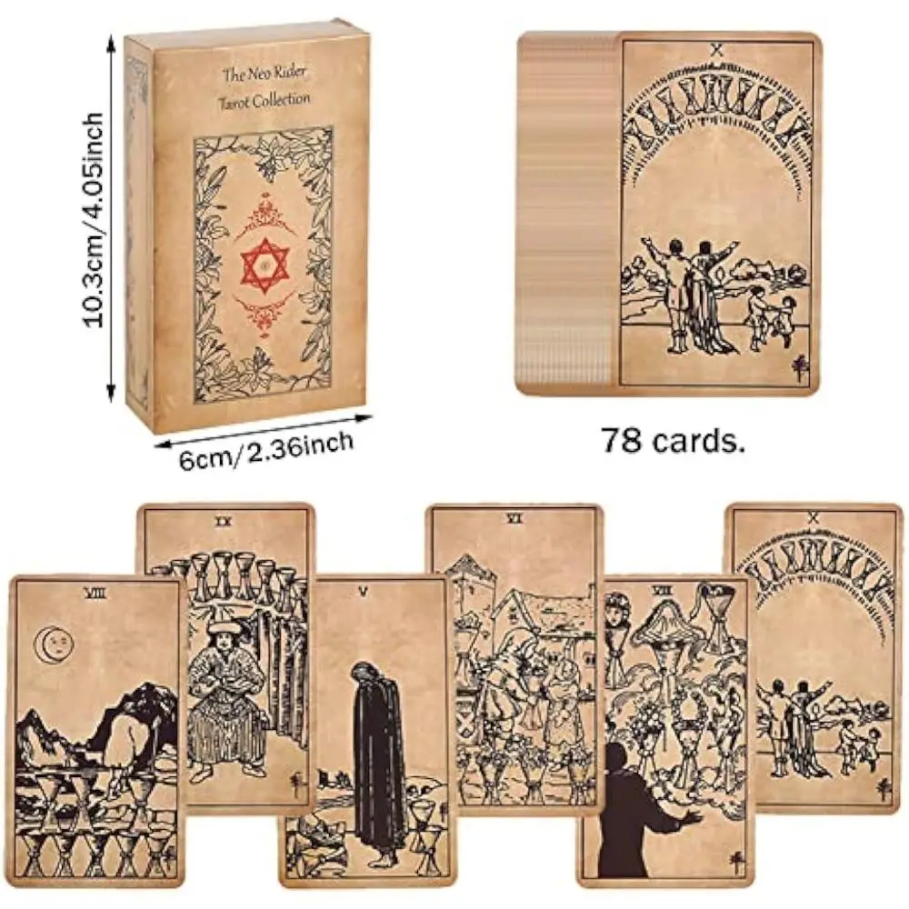 The Neo Rider Tarot Collection Deck 10.3*6cm 78 Pcs Classic Tarot Cards for Beginners