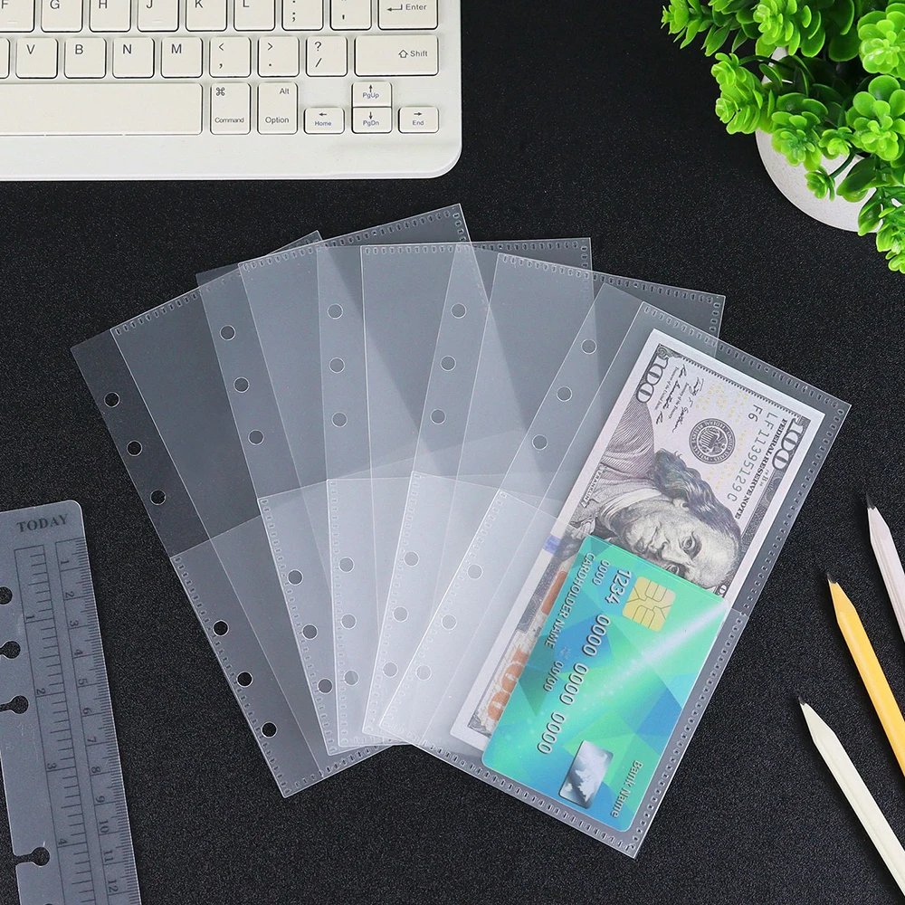 A6 الأرجواني شفافة فضفاضة ورقة PP حقيبة الإيصالات النقدية حقيبة التخزين تخطيط الميزانية المالية الخاصة الإبداعية مكتب القرطاسية #2