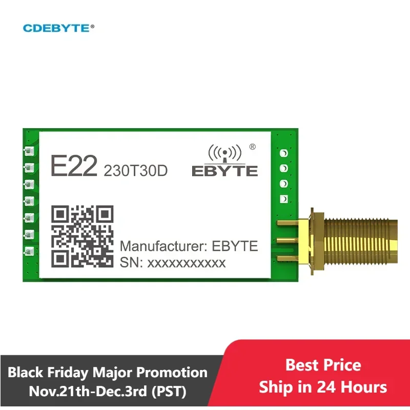 LoRa Wireless Module CDEBYTE E22-230T30D 30dBm Low Power Consumption Long Distance 10km 220-236MHz SMA-K DIP LoRa Module