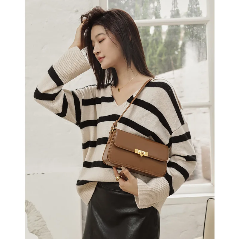 2024 Spring New Genuine Leather Women\'s Small Square Bags Fashion Versatile Handbag High Quality Ladies Shoulder Crossbody Bag