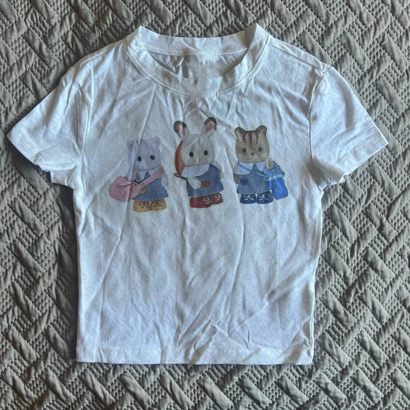 Y2k Anime style Printing Vintage Trash Casual Vest women Fashion Short Crop Tops Aesthetic Sexy beauty Slim Goth Short Sleeve