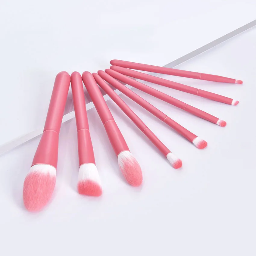 SAIANTTH comfortable 8pcs Macarons Begonia Red Hornets eyes face makeup brushes set foundation eyeliner soft synthetic bristle