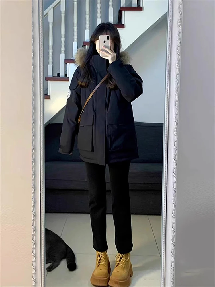 

Парка женская оверсайз осенне-зимняя, утепленная, в стиле Харадзюку, средней длины, модная, с утяжкой на талии, для повседневной носки