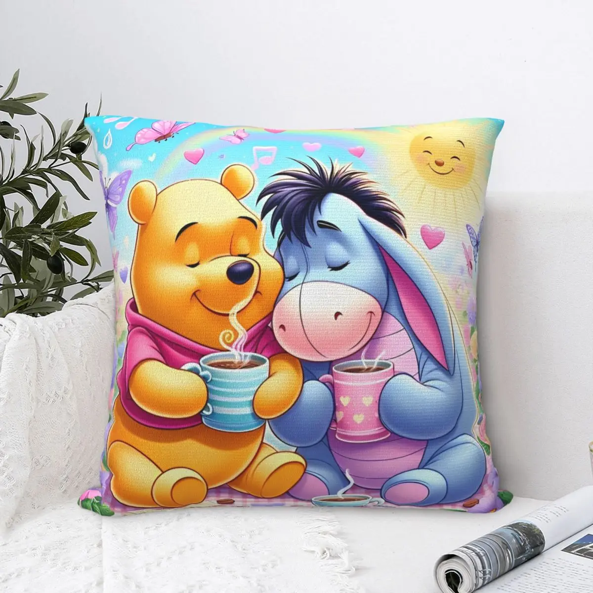 Winnie-the-Pooh And Eeyore Square Pillow Cases Cartoon Cushion Cover Customized Zipper Decorative Pillowcase for Home 18