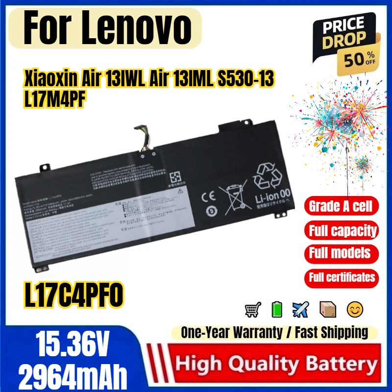 L17C4PF0 for Lenovo Xiaoxin Air 13IWL Air 13IML S530-13 L17M4PF0 Laptop Battery 0 Cycle High Quality Replacement Bateria Grade