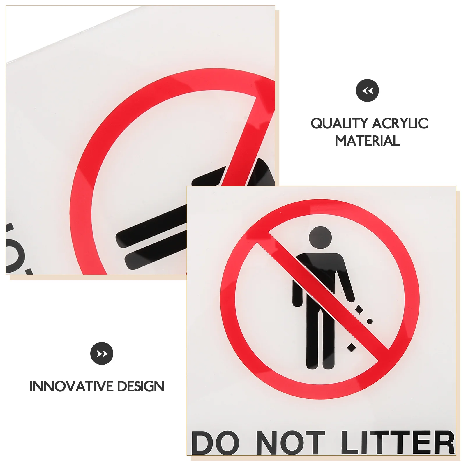 No Littering Signs Prohibited Acrylic Indicator Clear No Litter Board Trash Bin Reminder Wall Door Decoration Garbage